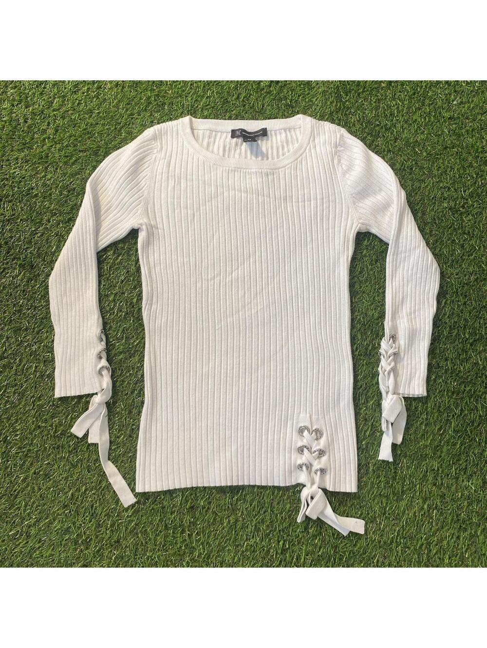 Vintage Y2K INC International Concepts White ribbed long sleeve top